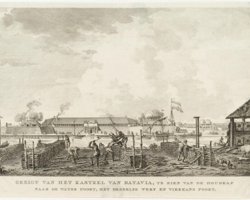 Litografi Kastil Batavia_Sisi Kanan Tampak Vierkant Poort dan Atap Gudang_F.D.Haan (1922)